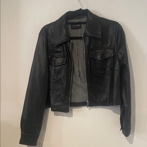 Dolce Cabo Black Faux Leather Jacket Sz S